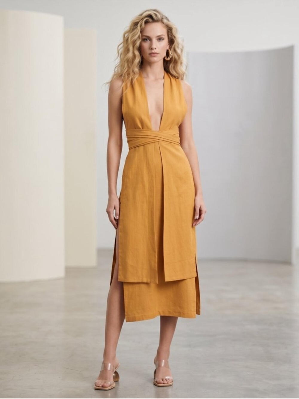 NWT Andrea Iyamah Zado Dress (gold) • MSRP $385•XS